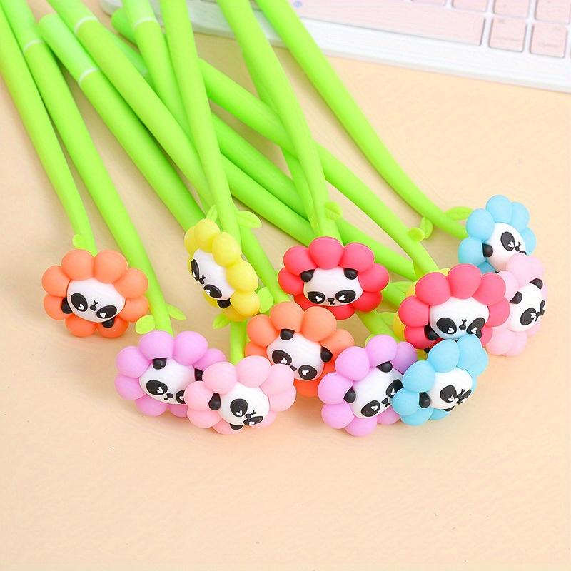10 шт. ручек Panda Flower Shaking Neutral, черная ручка для подписи, мультяшная творческая ручка для студентов, канцелярские принадлежности