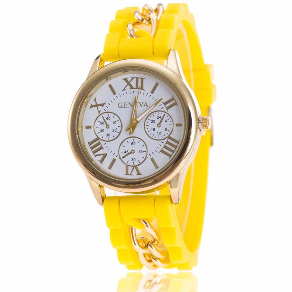 Women Silicone Roman Literally Fake 3-eyed Lady Chain Watch Fashion Wristwatch