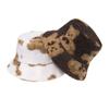 2025 Bear Print Lamb Wool Bucket Hat Female Cute Autumn and Winter Model Windproof Travel Warm Animal Pot Hat Student