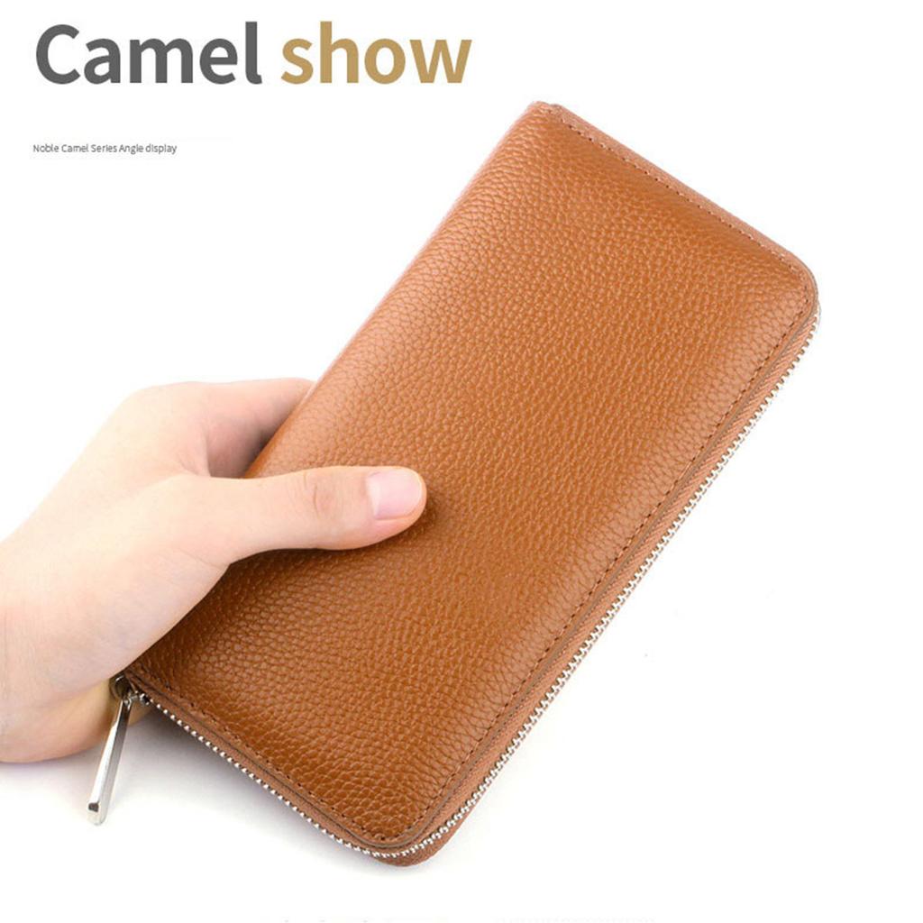 Женский кошелек из натуральной кожи, большой вместительный мужской кожаный клатч, модный длинный стандартный кошелек на молнии, сумка для денег