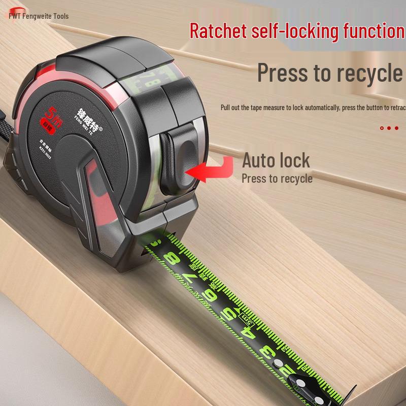 Двусторонняя флуоресцентная рулетка: Толстая, Прочная, Износостойкая, Водонепроницаемая, Ударопрочная, Высокоточная, Прозрачная линейка для деревообработки.