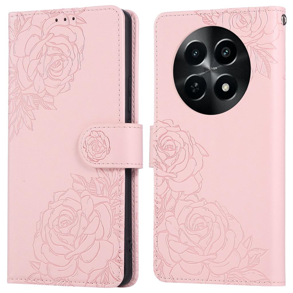 For Realme C65 5G/C63 5G Case Rose Flower PU Leather Wallet Phone Cover with 3 Card Slots