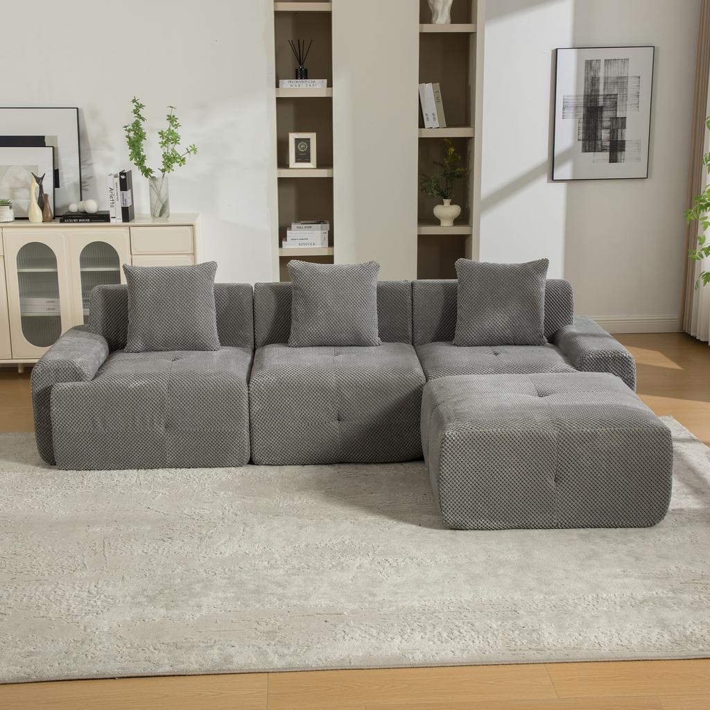 Modular Compression Sofa, Chenille Fabric, 30D High-Elasticity Foam. Easy to Move, Non-Slip Base, Ideal for Living Room and Other Rooms.GRAY
