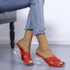 Fashion Transparent Strange High Heels Sandals Women Summer  Plus Size Weave Female Slippers Fashion  Open Toe Slides