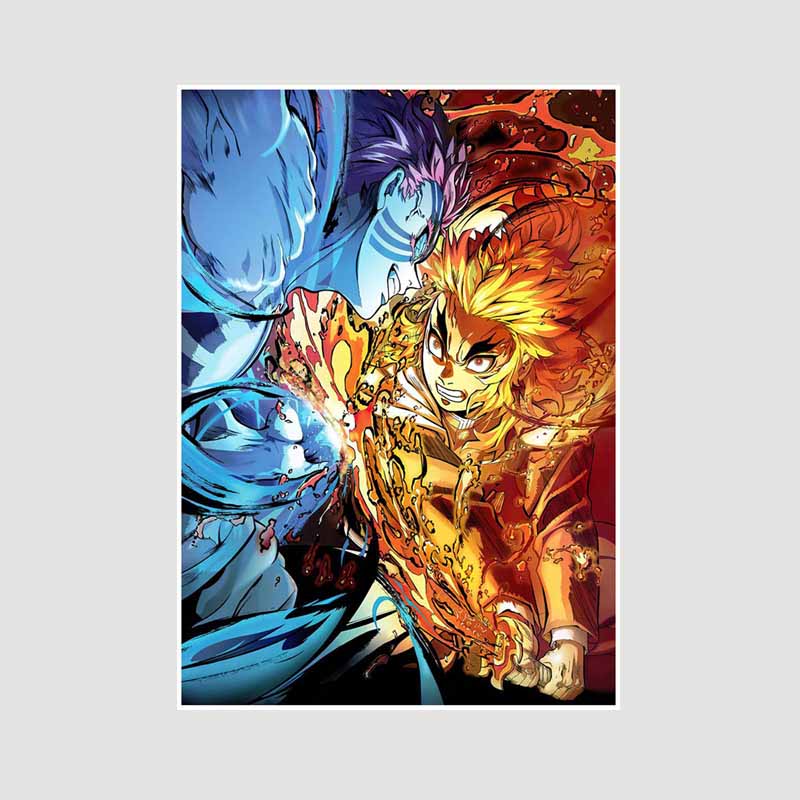 Японский комикс фильм «Убийца демонов» поезд «Муген» аниме-постеры Kimetsu No Yaiba Белый бумажный постер Художественная роспись настенное украшение Фреска Домашний декор