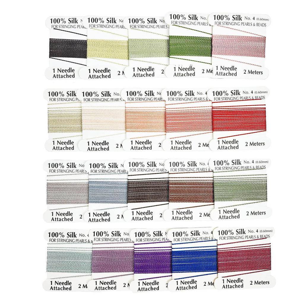 20 шт. шелковый шнур с бусинами, разноцветный шелковый шнур с игольчатым концом для ювелирных изделий, принадлежности для бисероплетения, плетеная нить 0,6 мм/0,7 мм