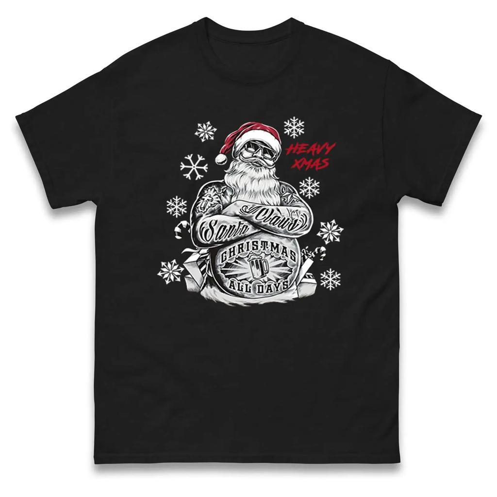 Santa Claus All Days Beer Christmas T Shirt Party vintage Washed Stylish Breathable Slightly homme Comfortable Unisex