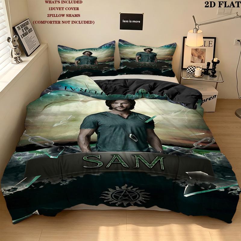 Supernatural Pattern Bedding Quilt Set Quilt Cover Pillowcase Home Birthday Gift(1 * duvet cover + 2 * pillowcase, without core)