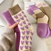 Autumn and Winter Girl's Warm Socks Women's Mid-tube Socks Terry Socks Solid Color Socks Comfortable All-match Winter Cold-proof Cotton Socks