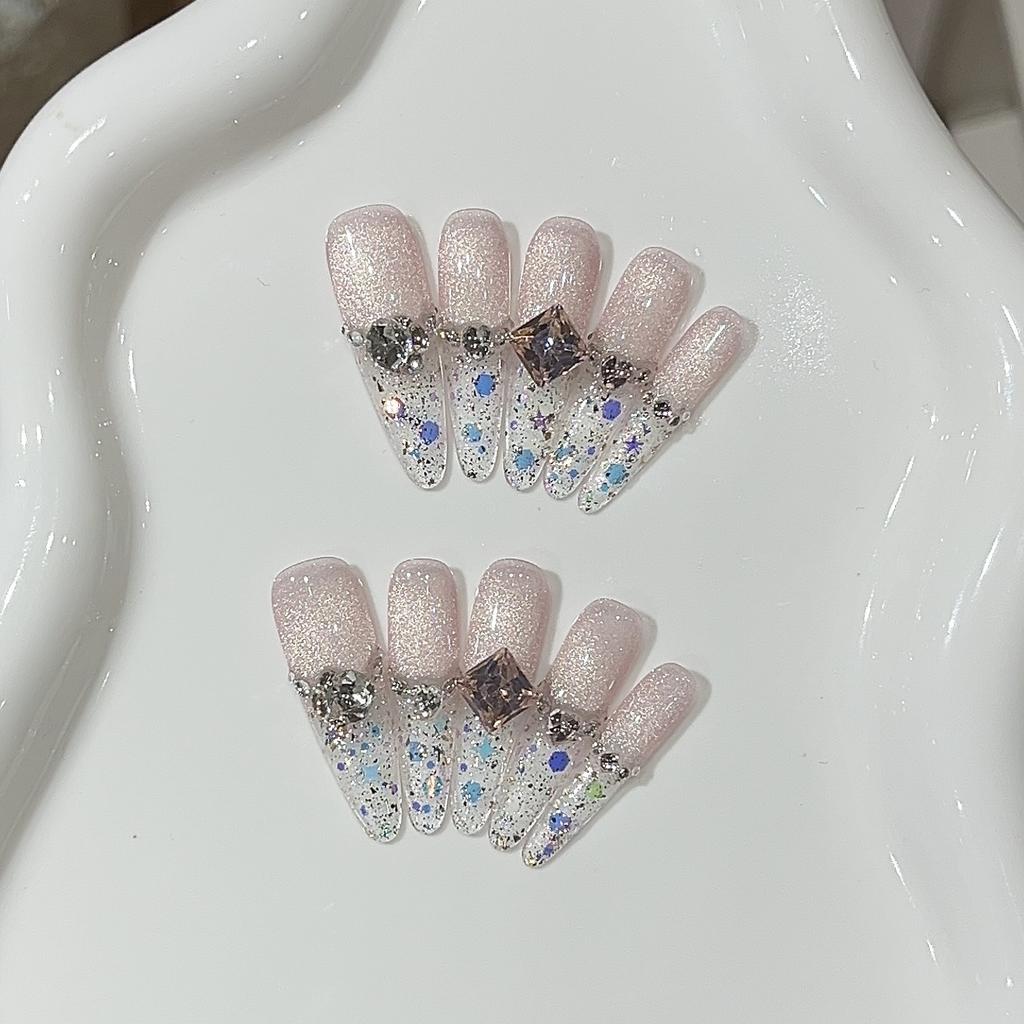 Spring Girly Cherry Blossom Pink Cat's Eyes Ice-transparent Shiny Sequin Broken Diamond Wear Armor