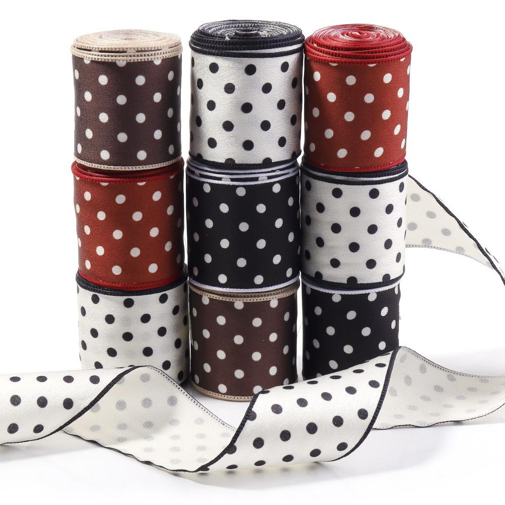 Polka Dot Printed Printed Ribbons Polyester Decoration Ribbon Decorative DIY Ribbons Gift Wrapping