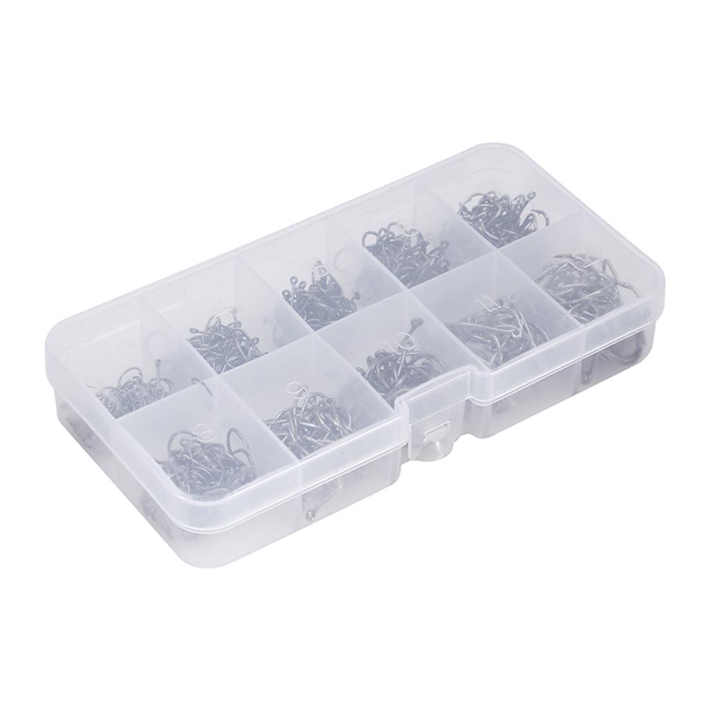 Fish Hooks Kit, 500pcs Carbon Steel Fishing Hooks Treble Hooks Kit Fishing Fish Jig Hooks with Tackle Box 3-12# Assorted Sizes