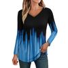 Womens Long Sleeve Tops V Neck Shirts Casual  Flower Print Basic Trendy Tee Blouses Fall Tunic Outfits Fitted T Shirts