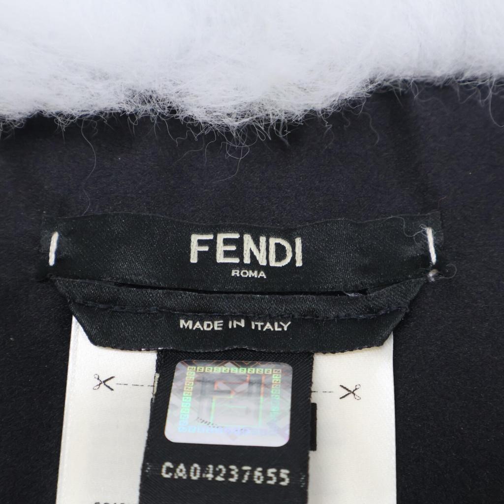 Fendi [Отличное состояние/Одобрено внутри страны] FNL121 1UY F07SQ Мех лисы/Шелковый кожаный ремень Типпет Шарф HERON+BLACK Б/У