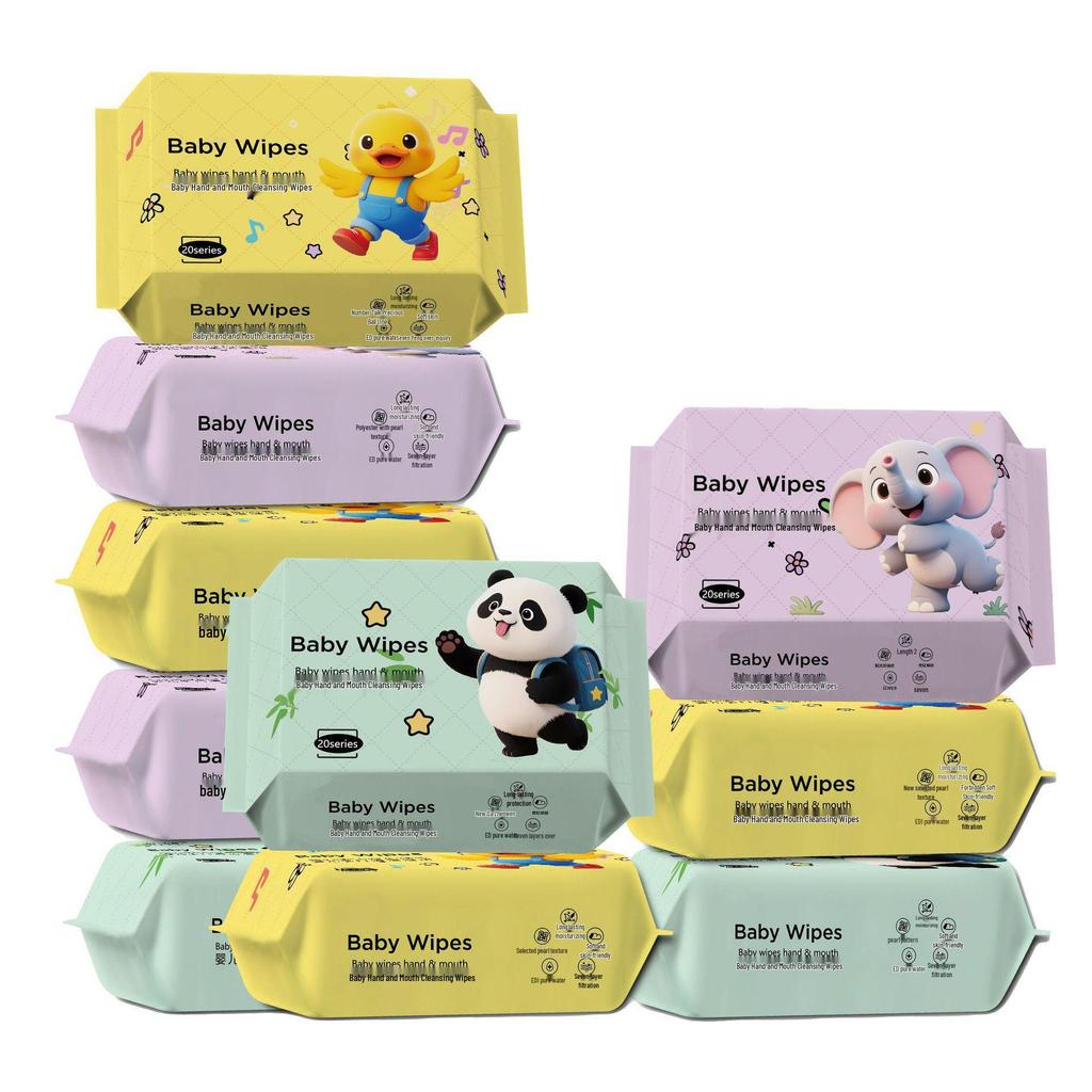 Портативные влажные салфетки для рук и рта младенца - Чистая вода, Одноразовые влажные салфетки для младенцев и малышей