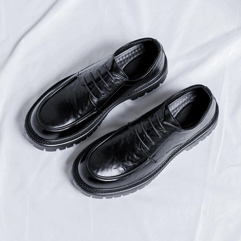 2024 Men British Casual Leather Platform Tooling Oxfords Shoes Thick Tottom Designer Outdoor Loafers Mens Round Toe Dress Shoes