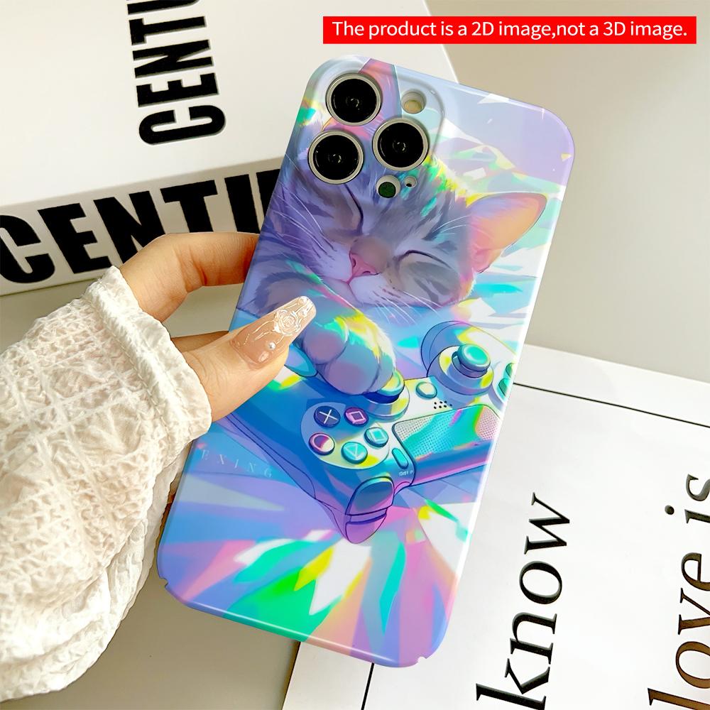 2DFlat Sleeping Cat with Gaming Controller Wallpaper All inclusive film hard phone case, compatible with iPhone 18 Pro Max 17 16 15 14 13 12 11