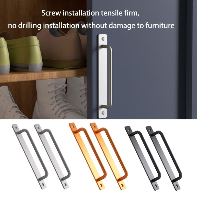 Pack of 2 Practical Sliding Door Handles Hole Center Aluminum Alloy with Mounting Screws for Indoor Outdoor Use