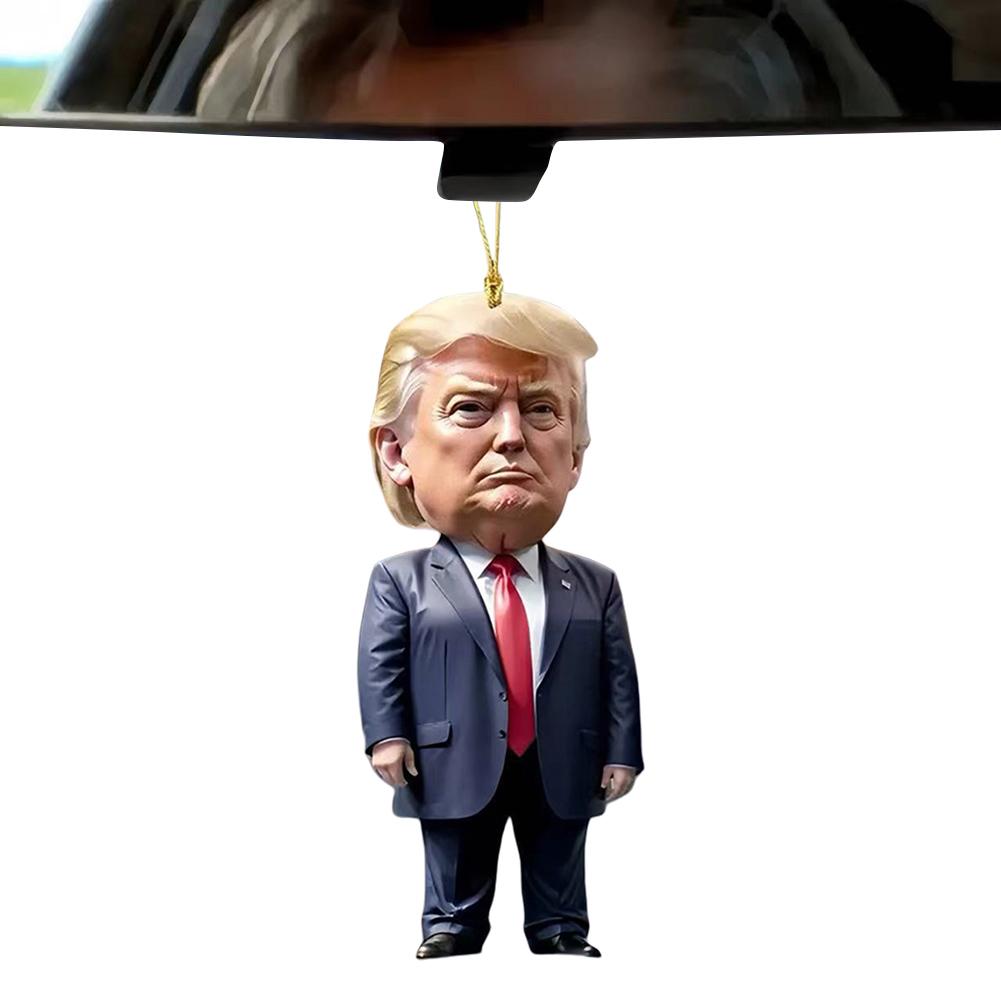 1 шт. Акриловое рождественское украшение в стиле Трампа, подвесное украшение для автомобиля и дерева, идеальный праздничный подарок, забавный мультяшный кулон