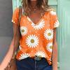 Women T Shirt Summer Flowers Print Tshirt Plus Size Women's Clothing Oversized Designer Short Sleeve Shirt Women V-neck