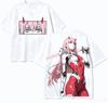 Футболка для любителей аниме Darling in the Franxx Zero Харадзюку Хлопок Новая модель Модная уличная ретро Модный оверсайз Унисекс Высокое качество