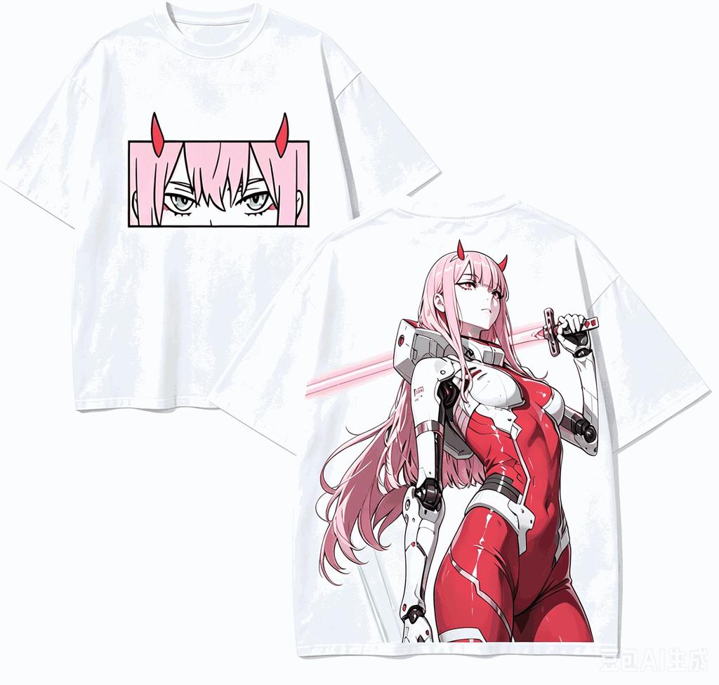 Darling in The Franxx Zero Anime Lover T-shirt Harajuku Cotton New Model High Street Retro Fashion Oversized Unisex High Quality Tops
