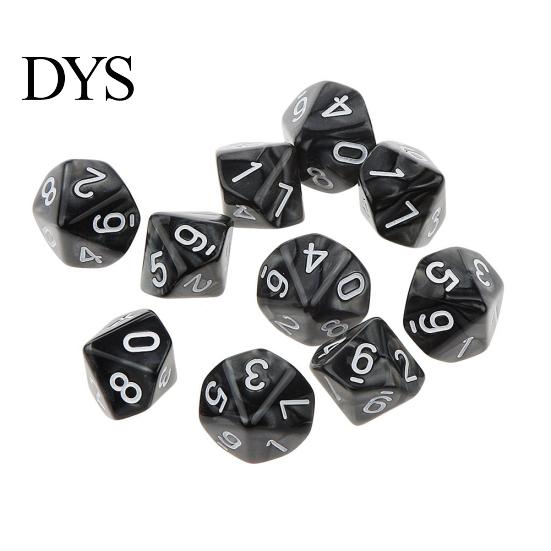 10 шт. Многогранные кубики D10 однотонные для ролевой игры TRPG, реквизит для вечеринки, подарок