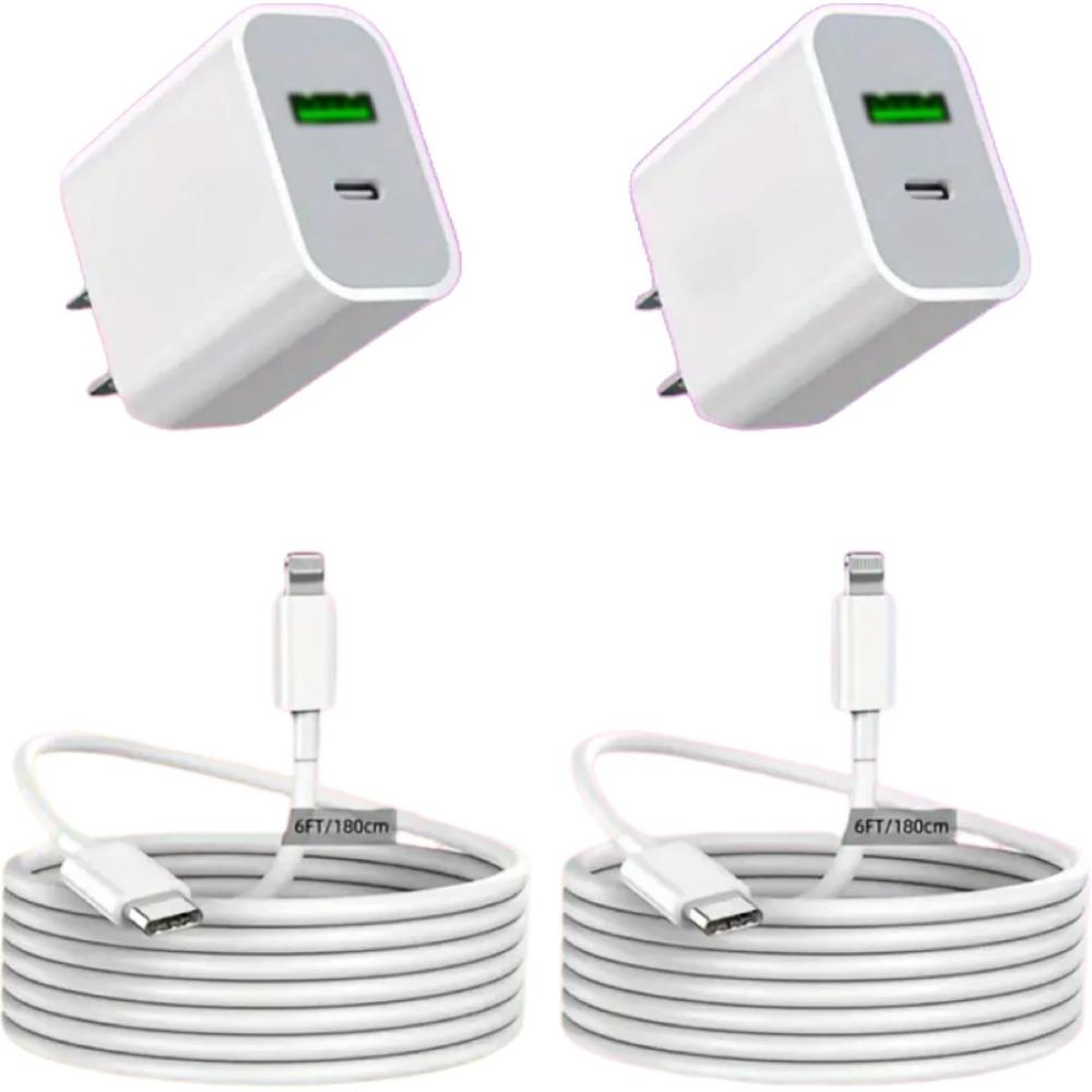 Набор из 2 высокоскоростных зарядных блоков USB C - Адаптер Power Delivery с двумя портами и быстрой зарядкой Type C
