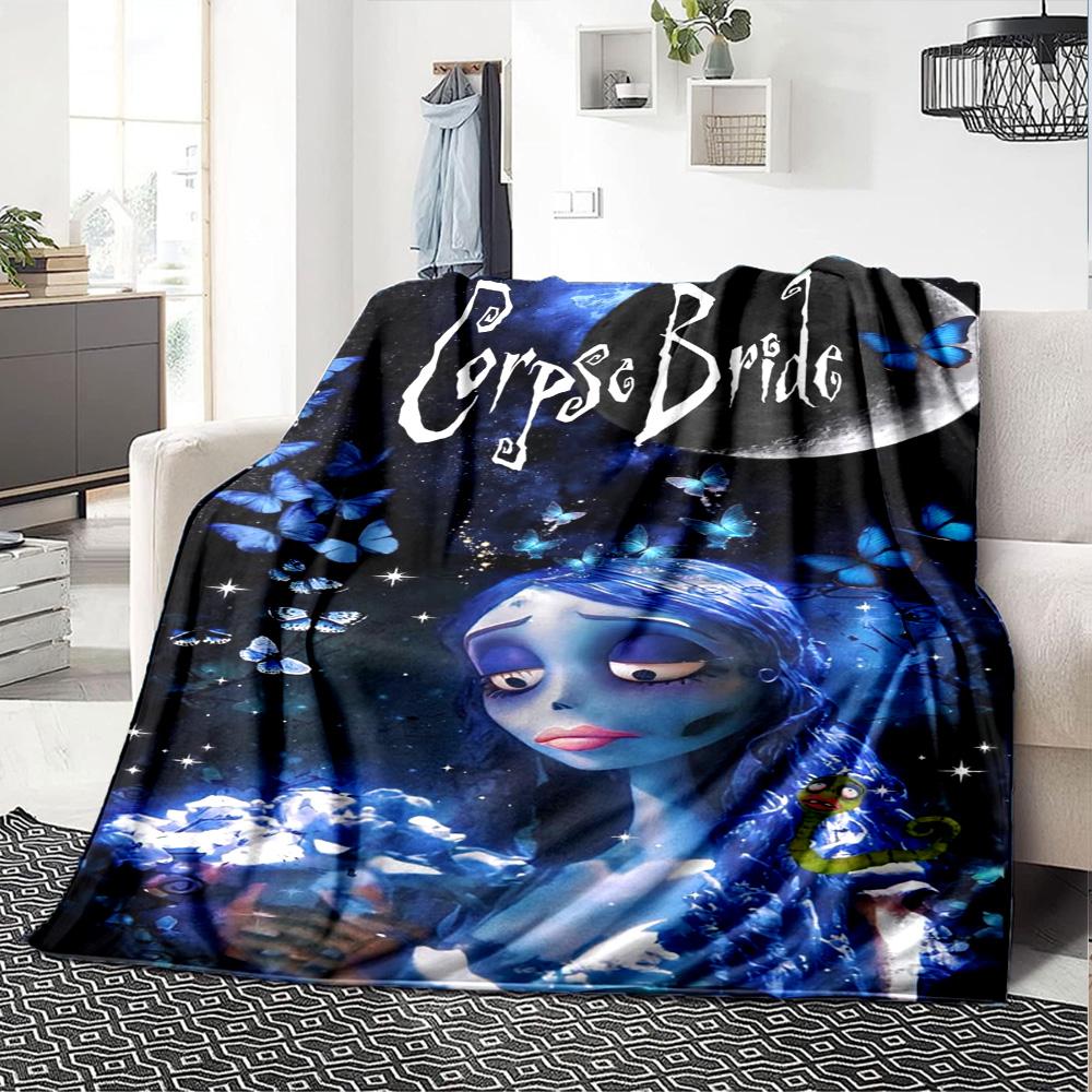 Corpse Bride Print Flannel Blanket High Quality Warm Comfortable Cover for All Seasons Perfect for Gifts Home Decor