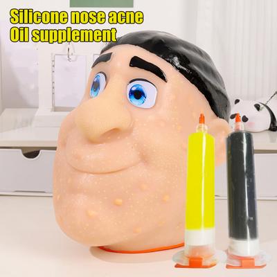 2 шт. Игрушка для выдавливания прыщей, Наполнитель-смазка, Сделай сам, Снятие стресса, Симулятор лица с прыщами, Силиконовые угри, Нос, Смазка для заправки, Аксессуары
