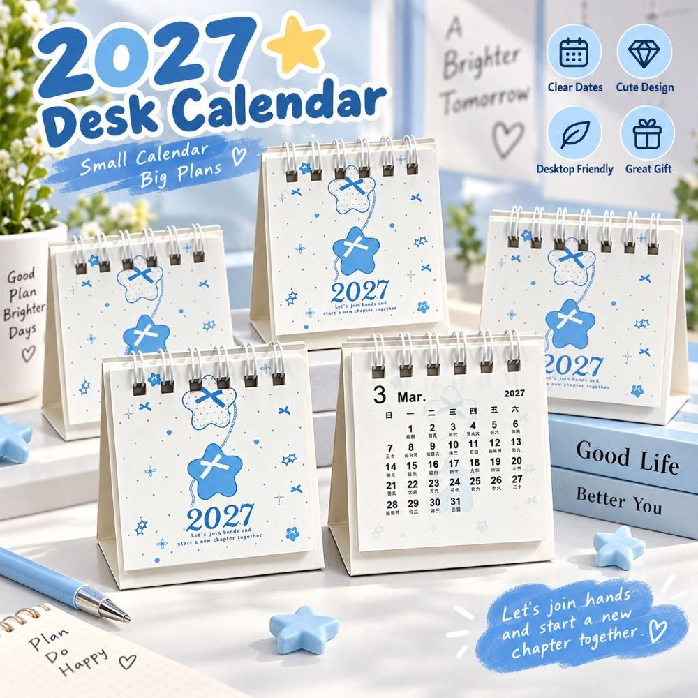 Polka Dot Pattern 2027 Desk Calendar Portable Desktop Calendar New Mini Desk Calendar Student