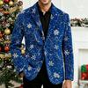 Мужская осенне-зимняя куртка в стиле business casual с длинным рукавом, с вырезом на лацкане, с рождественским принтом, галстук в комплект не входит