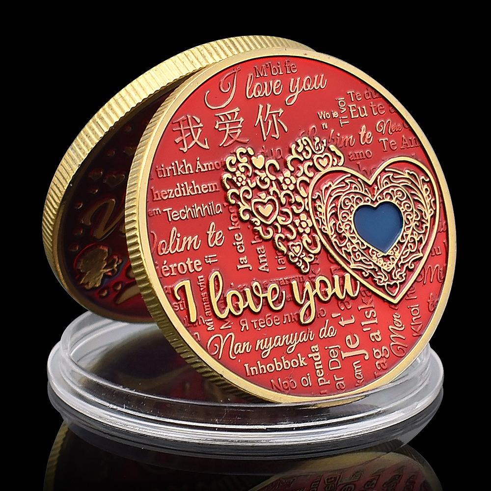 Happy Valentine's Day gold and silver commemorative coin, lucky love commemorative medal, Qixi, Valentine's Day gift