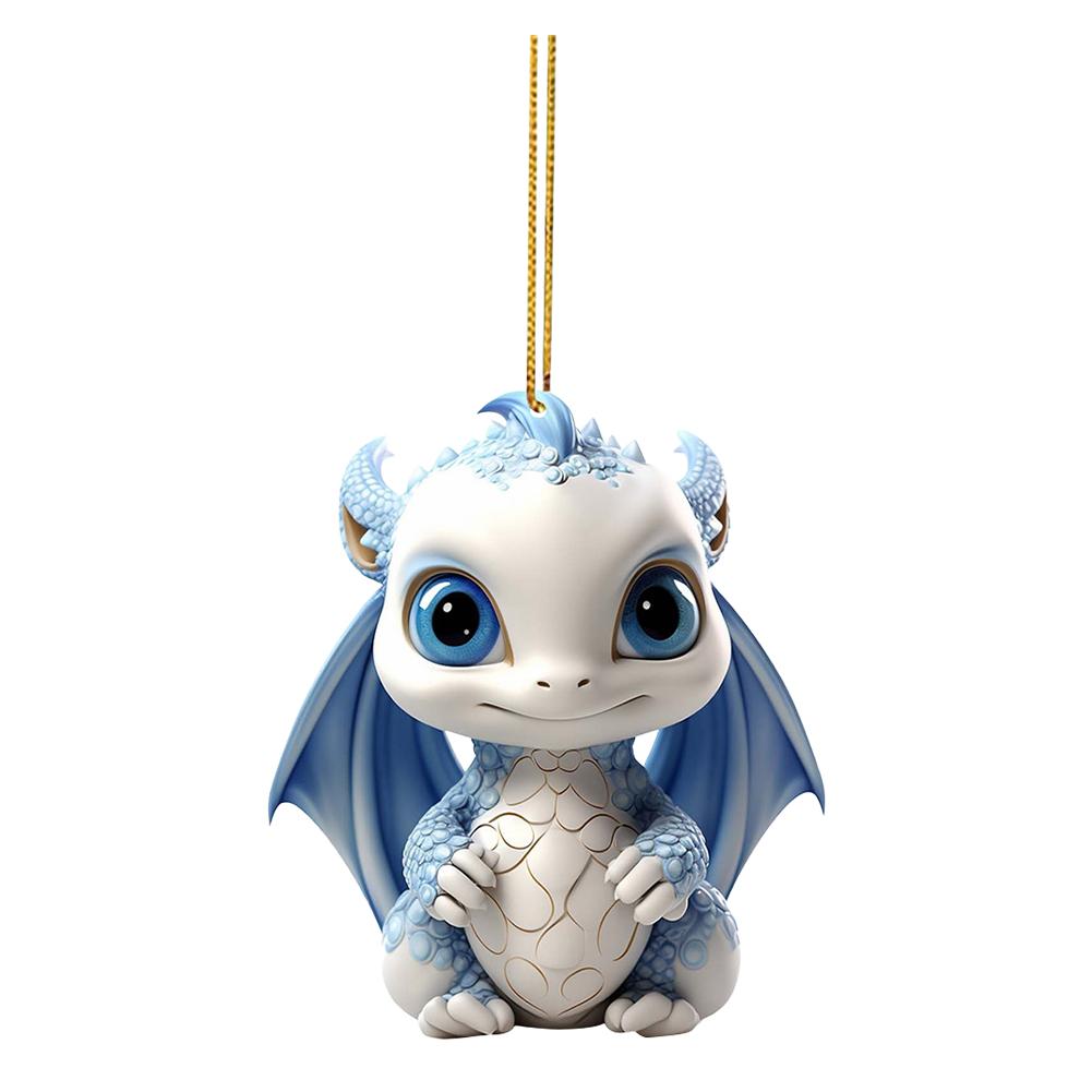 Christmas Tree Pendant Cute Dragon Baby Hanging Pendant Window Decor 2D Christmas Decoration Dragon Statue Ornament Party Gift