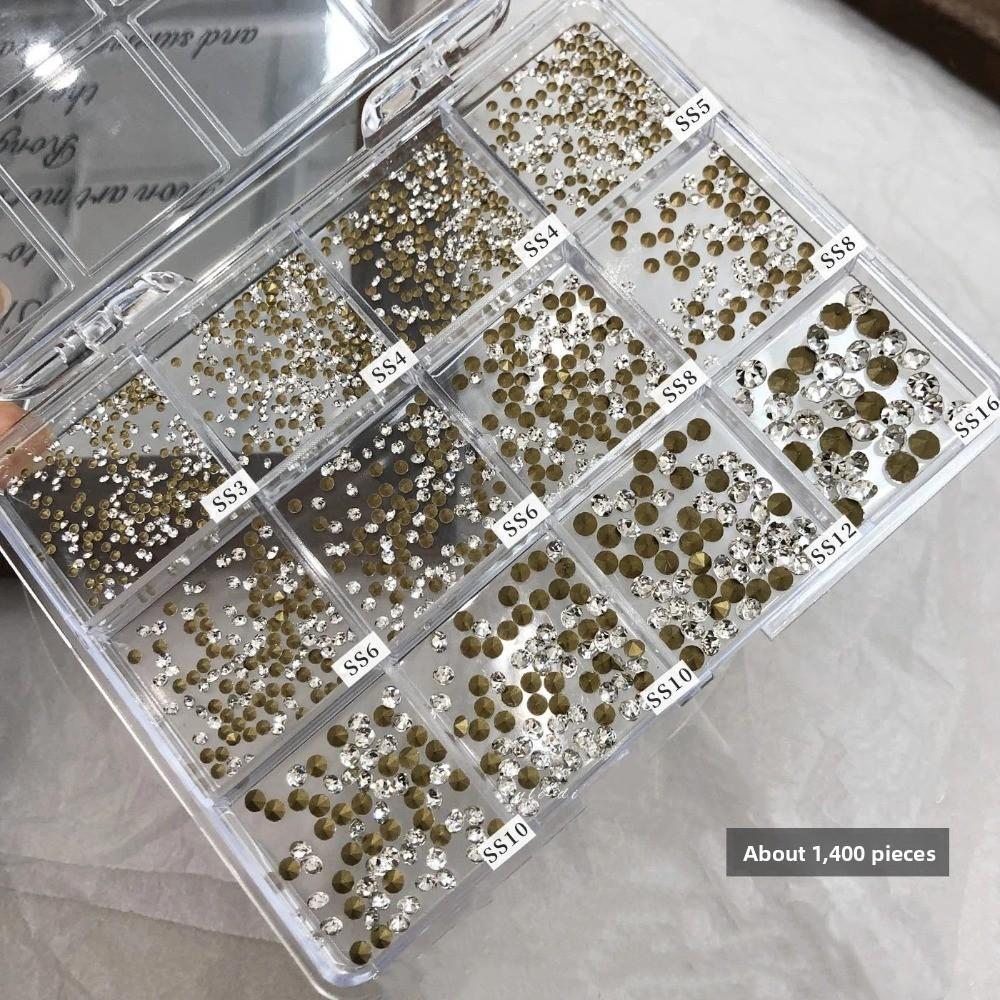 Новые 12 ячеек Стразы для ногтей 3D с плоским дном Круглые DIY Декор для ногтей Смешанный размер Жемчужные Разноцветные Шармы для ногтей Арт для ногтей