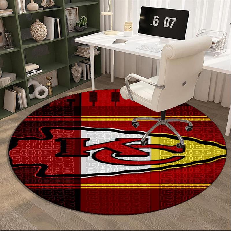 Kansas City Chiefs Logo Round Rug for Livingroom,Bedroom, Palyroom, Chair Rug, Area rug, Circle Carpet, Large Size Fan Christmas gift