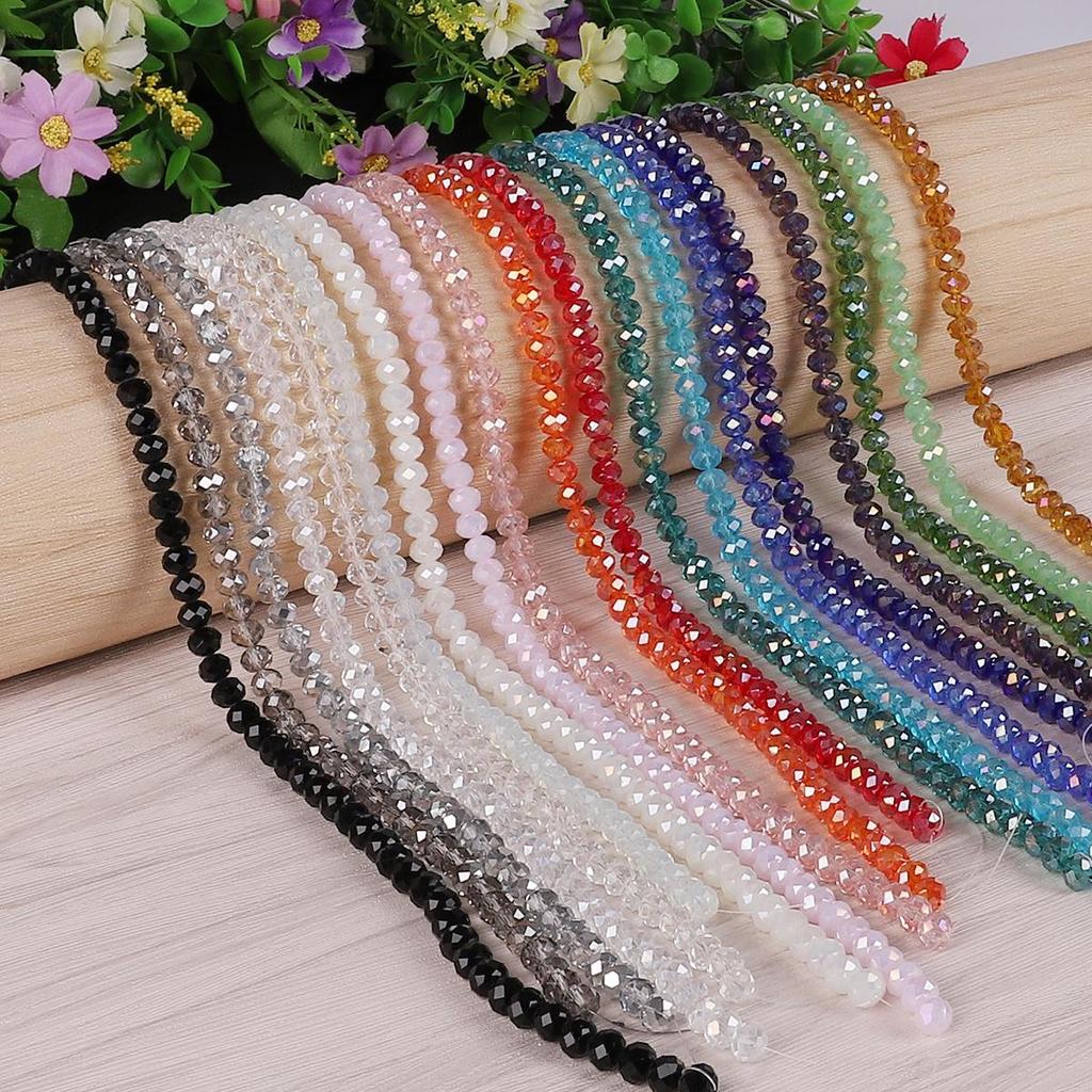 30-200Pcs Rondelle Austria Faceted Crystal Glass Beads Loose Spacer Beads for Jewelry Making