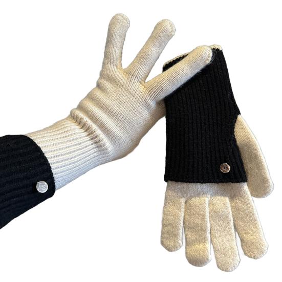 Складные вязаные перчатки двойной длины, теплые перчатки с сенсорным экраном, эластичные перчатки на запястье с цветовыми блоками, длинные перчатки для женщин и мужчин для набора текста и повседневных дел