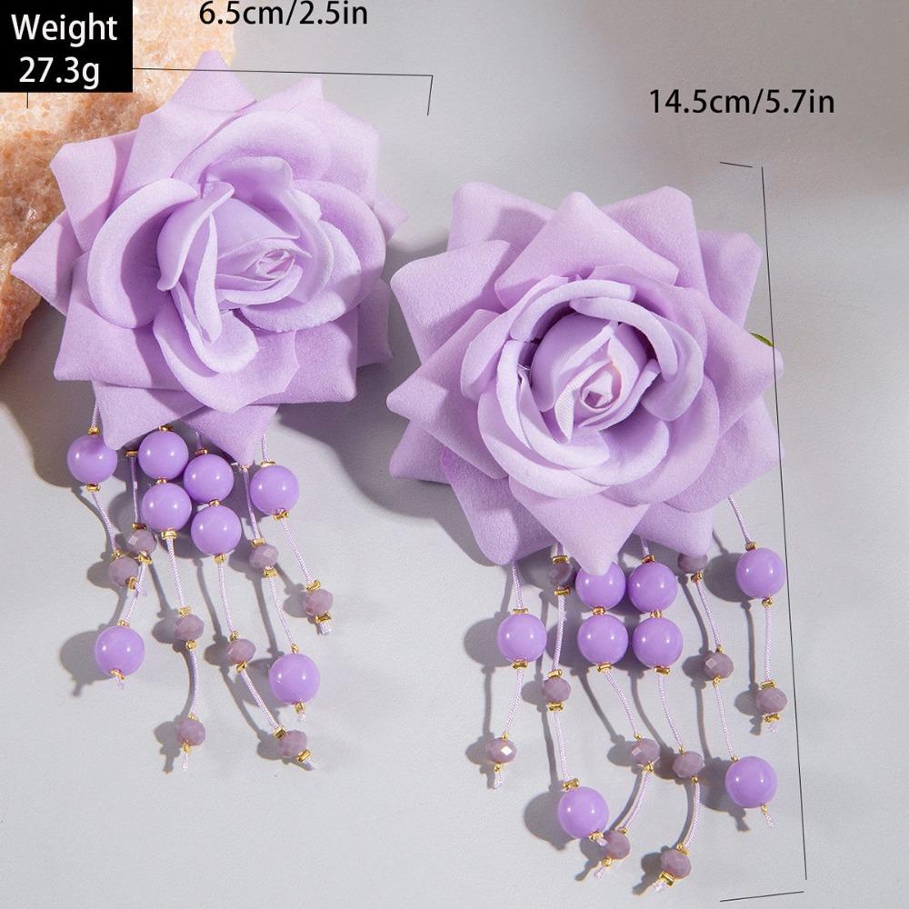 Rose Flower Flower Pendant Earrings Multicolor Women's Earrings Large Flower Earrings Women