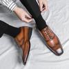 2024 New Men Classic Retro Lace Up Oxfords Shoes Men Pointed Business Dress Office Leather Shoes Men Fashion Wedding Party Shoes