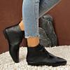 Fashion Women's Ankle Boots Solid Color 2024 Autumn Fashion Pointed Tie Flat Bottomed Boots Women's Casual Retro Sewing Shoes