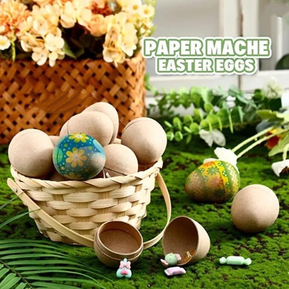 Blank Easter Paper Eggs Unpainted Craft DIY Easter Eggs Fake Eggs Paper Pulp Egg Easter Hunt Party