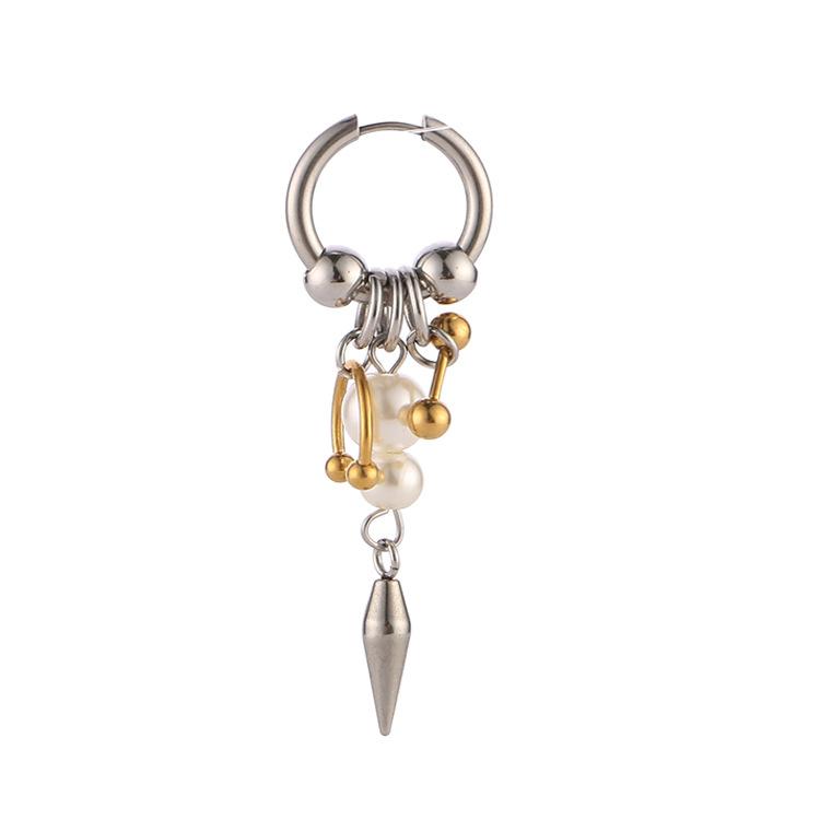 Панк Y2K Серьги-кольца с шипами, заклепками, шариками, жемчугом для женщин из нержавеющей стали, острые серьги-подвески, готические хип-хоп аксессуары