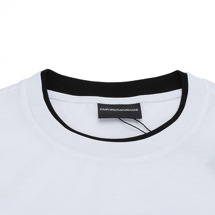 Emporio Armani Мужская футболка-свитшот SS23, однотонная, с круглым вырезом, коротким рукавом, топ, белый, 3G1TL8-1JTUZ-F106