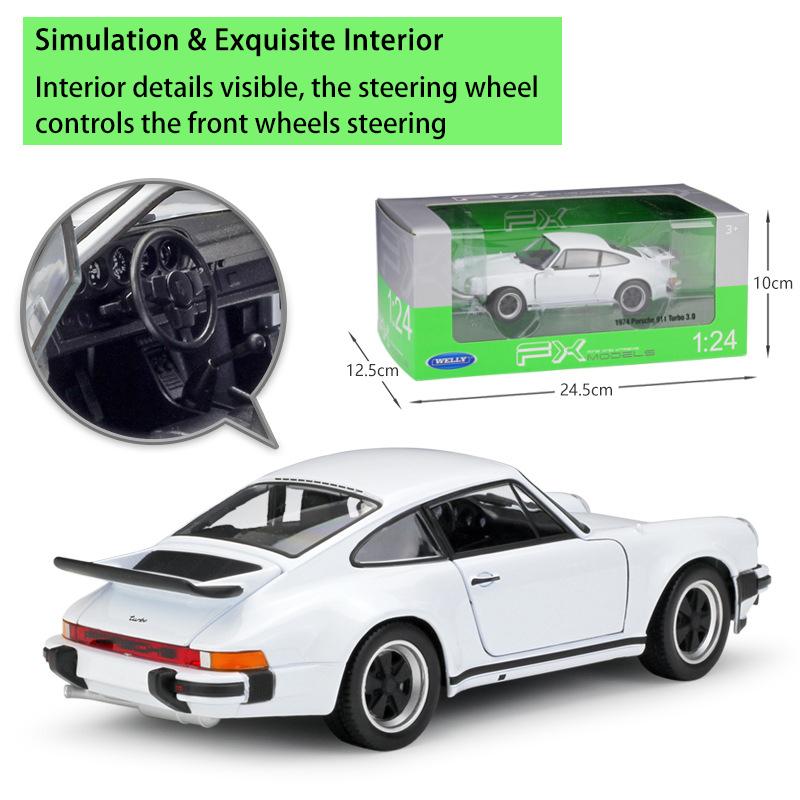Welly 1/24 1971 Porsche 911 Turbo 3.0 Модель спортивного автомобиля из сплава Металлические литые классические автомобили Модель автомобиля Высокая симуляция Детский подарок
