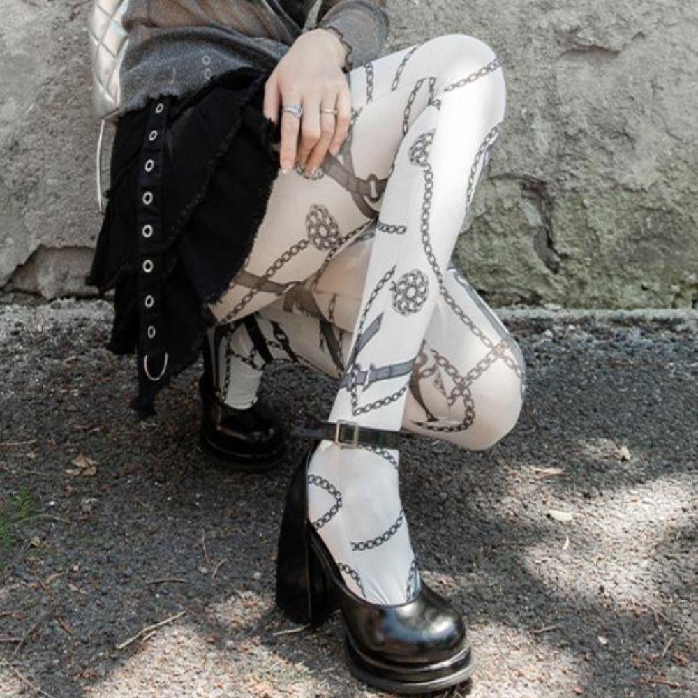 Эластичные колготки YK2 80D, сексуальные длинные носки, новые, с принтом, женские