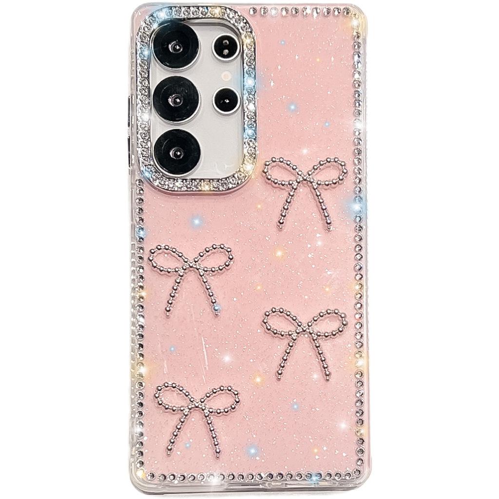 Suitable for Samsung GalaxyzA17 Flash Diamond IMD Bow Mobile Phone Case S25ULTRA A07 A55A56