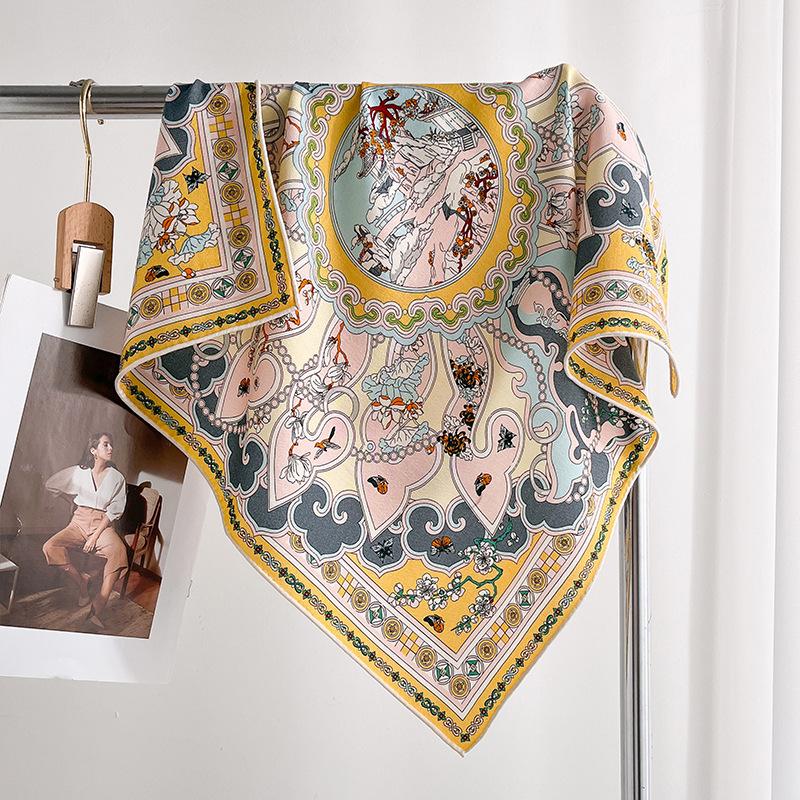 Autumn and winter high-end silk wool scarf silk scarf women's square scarf mulberry silk shawl for mother versatile