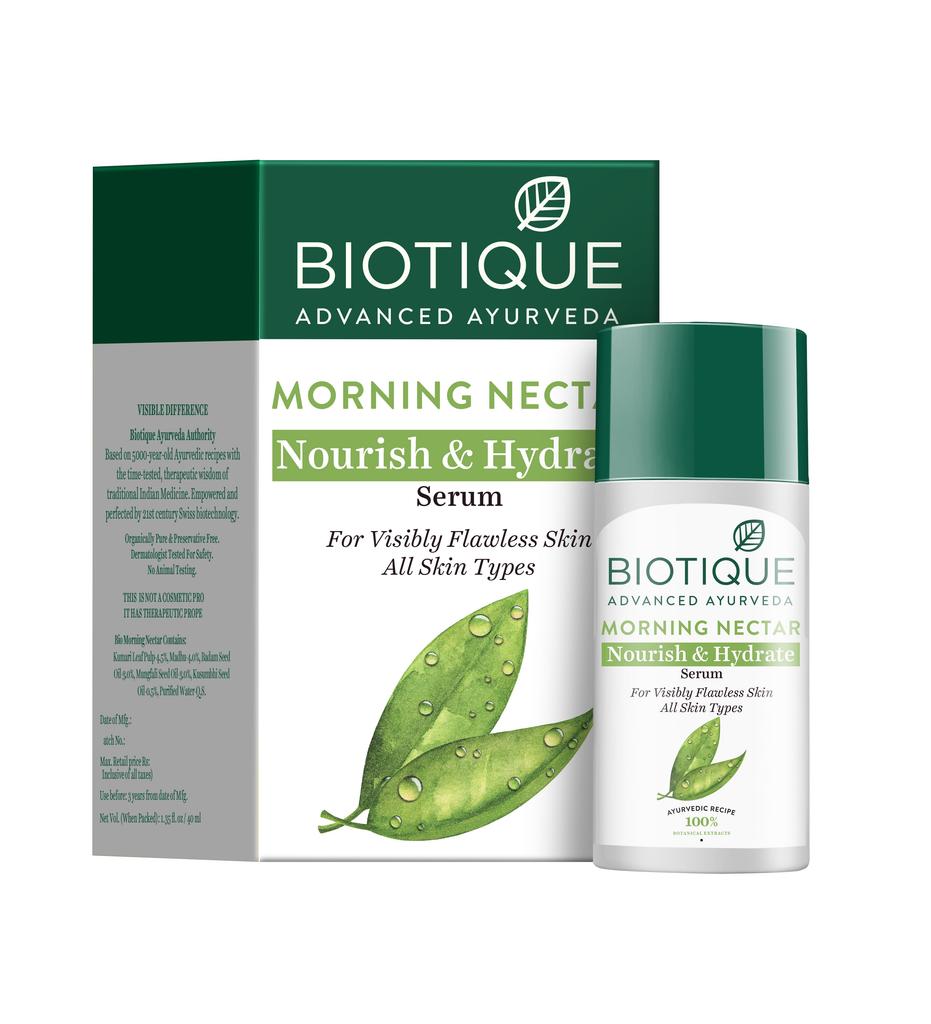 Biotique Morning Nectar Flawless Serum 40ml – Anti Dark Spots, Hydrating, Brightening for All Skin Types