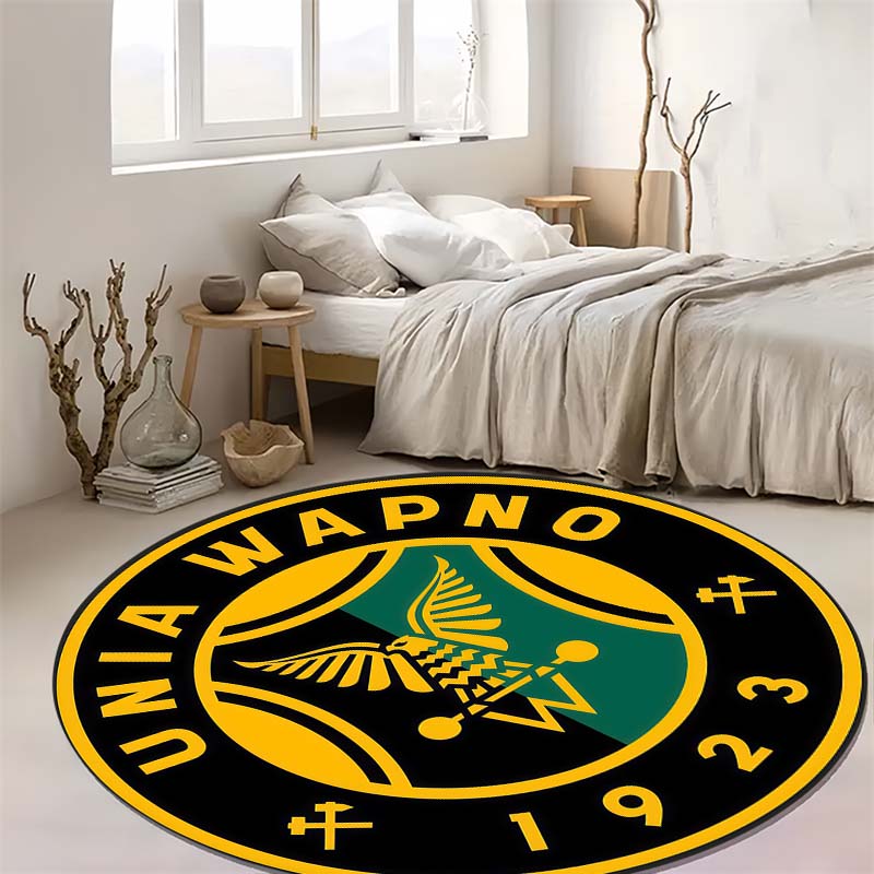 Unia Wapno Eagle Emblem Circular Area Rug Polish Football Round Floor Carpet Sports Fan Living Room Bedroom Home Decor Mat